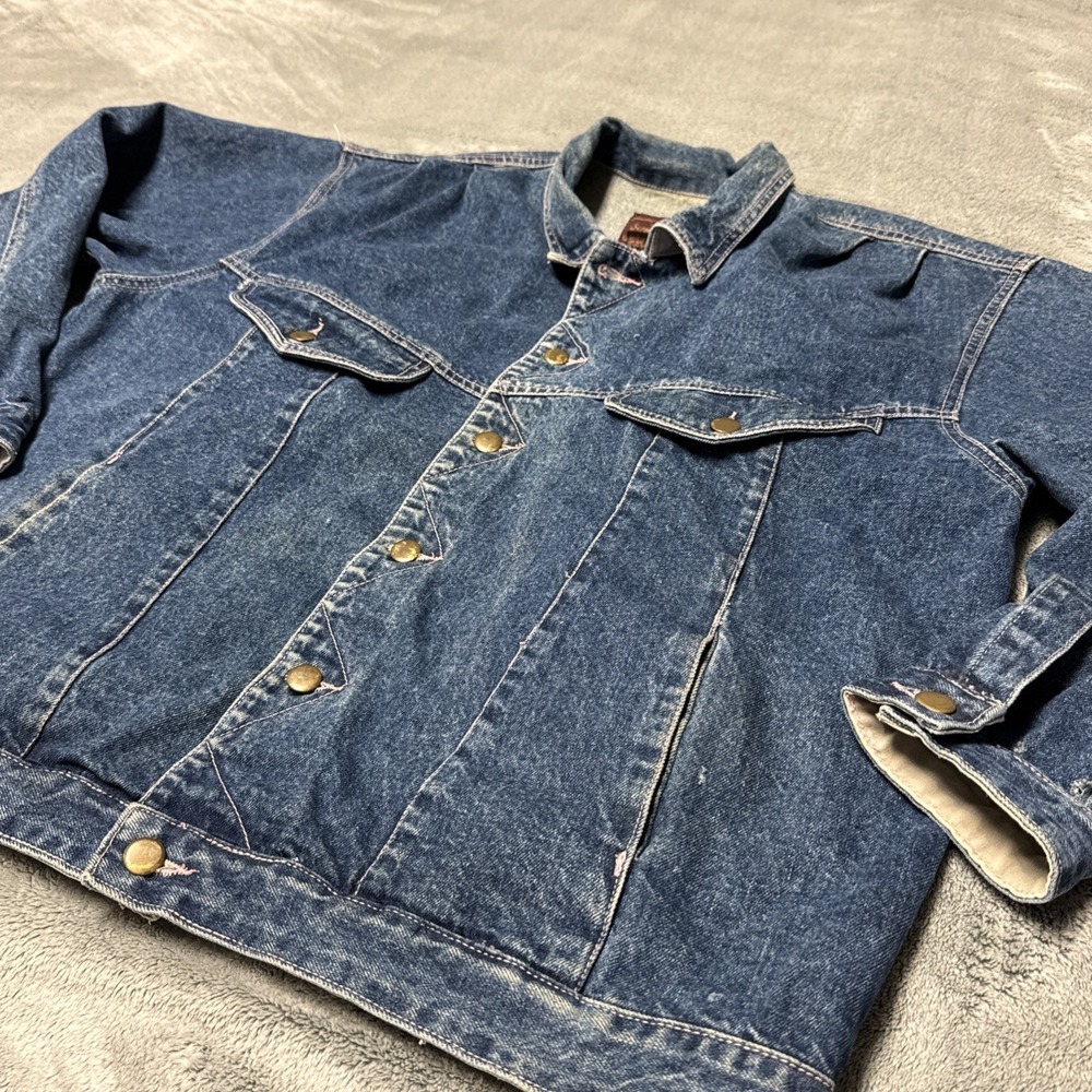 Vintage 80s Sergio Valente Women's Denim Pleated Jacket Size 2XL Pink Stitches